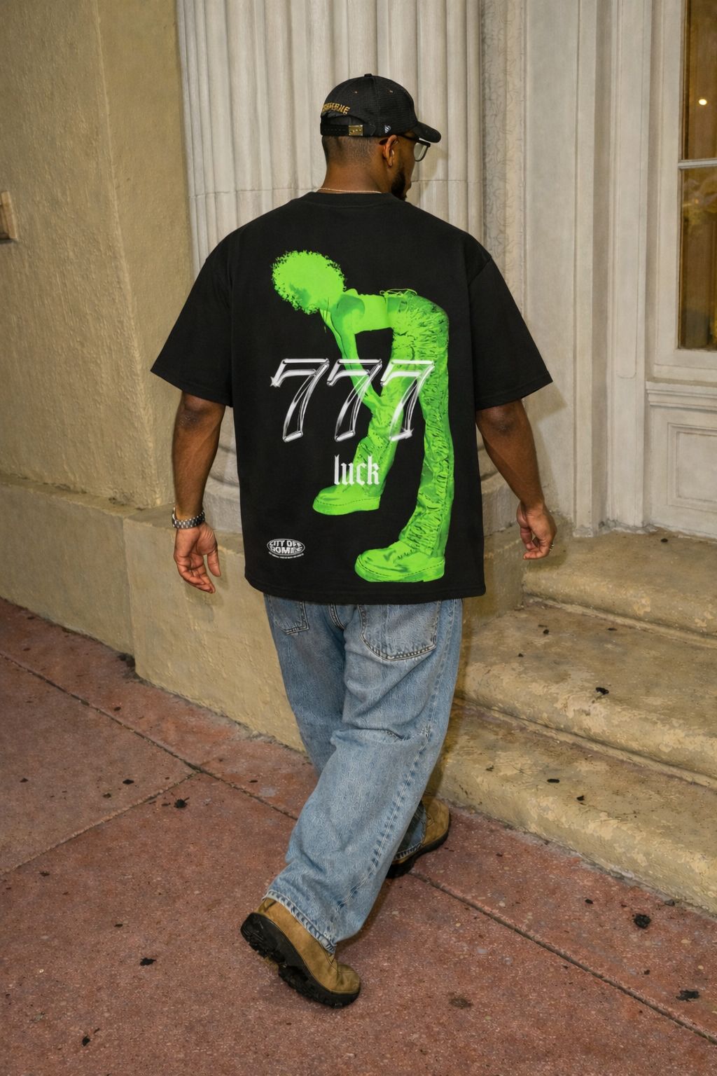 City Off Domes Triple 7  Black Tshirt