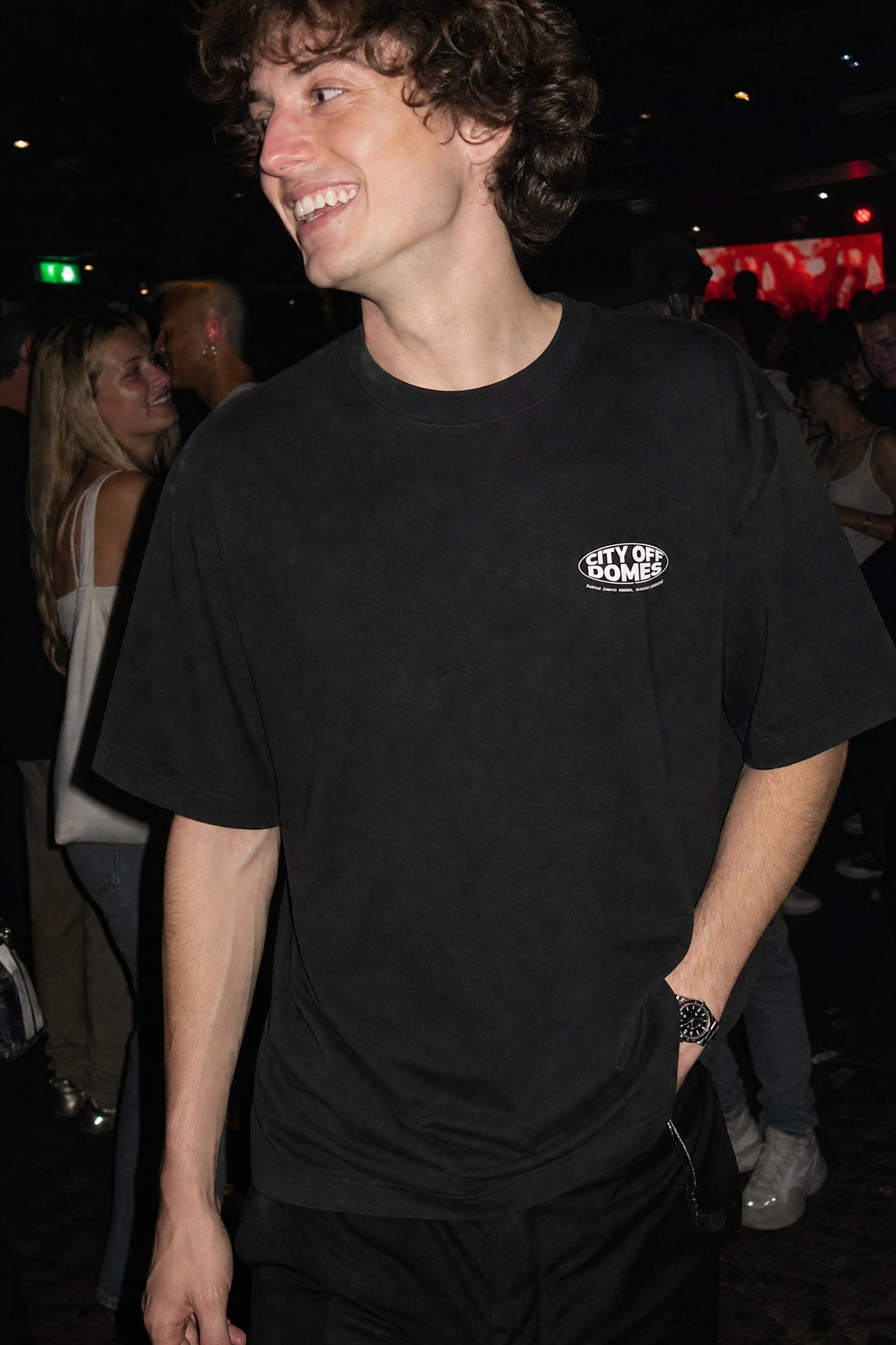 City Off Domes Fearless Print Black T-Shirt