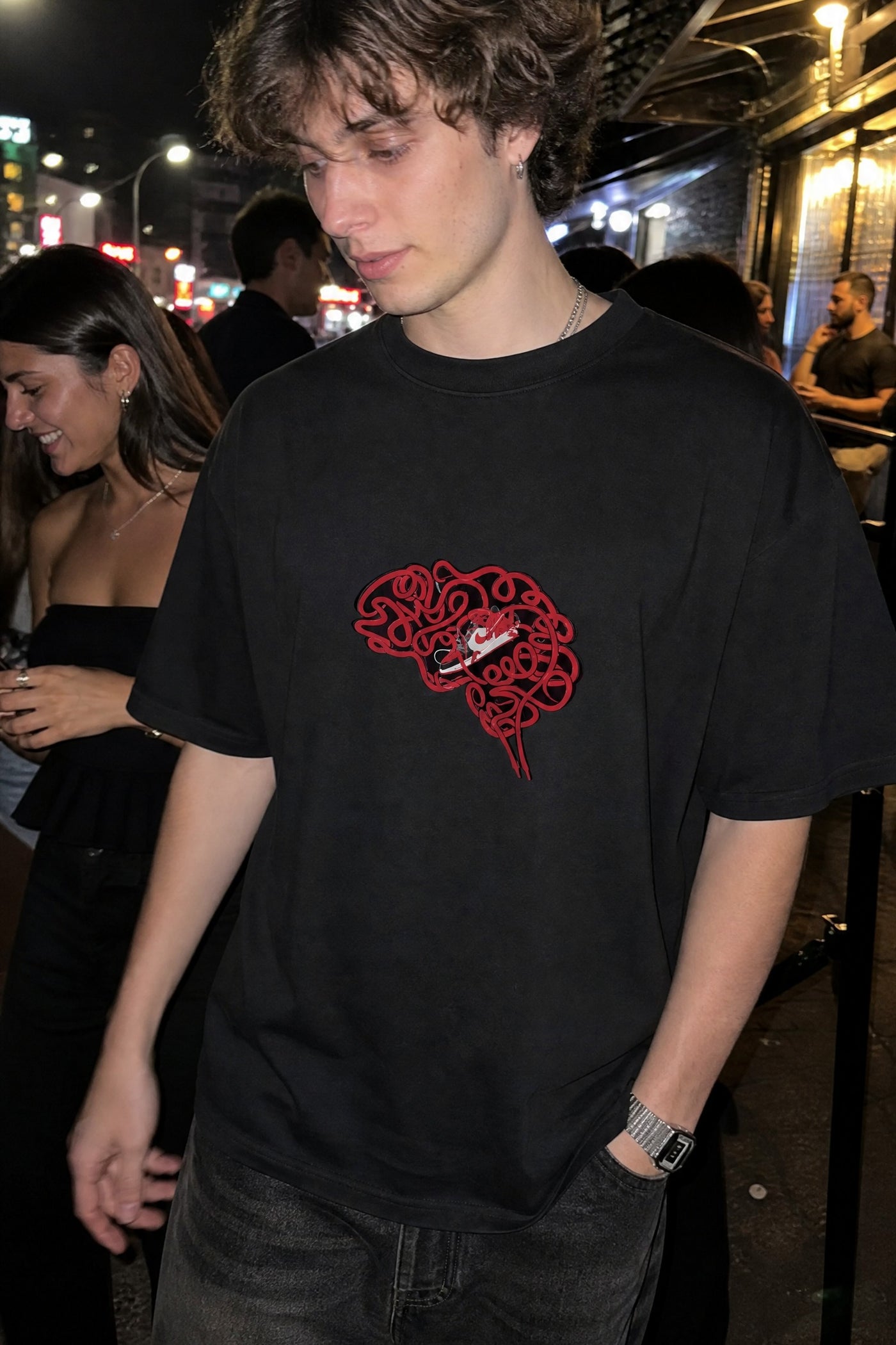 City Off Domes Hustle Brain Black T-Shirt