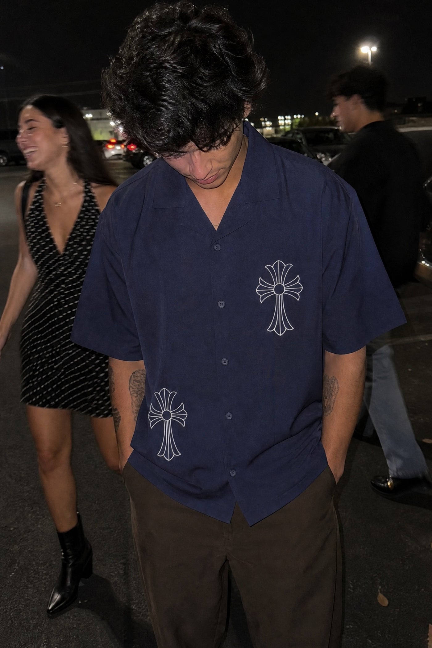 City Off Domes Abstract Route Blue Bowling Shirt