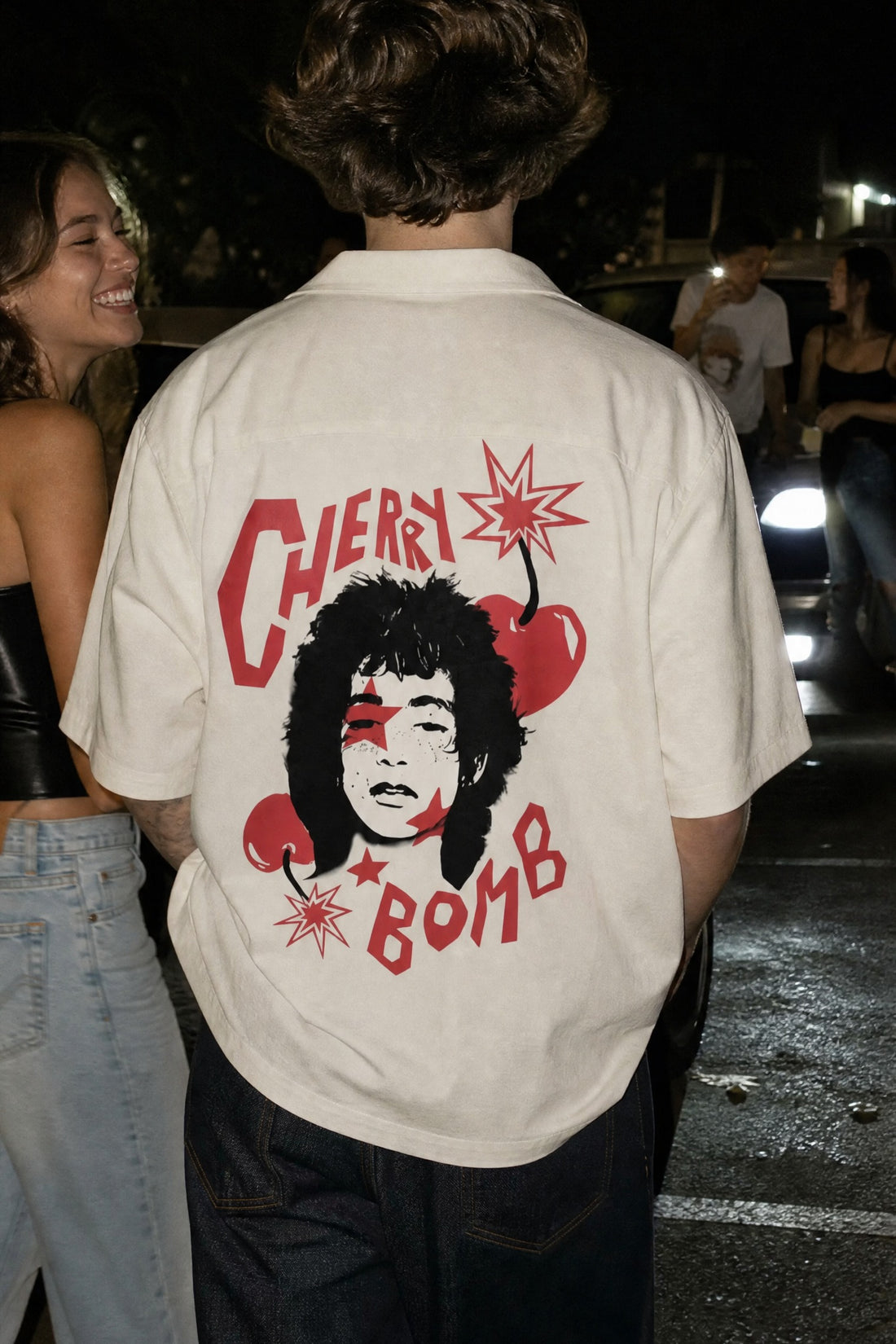 City Off Domes Cherry Fever Lanes White Bowling Shirt