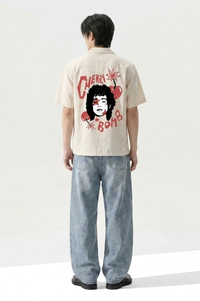 City Off Domes Cherry Fever Lanes White Bowling Shirt