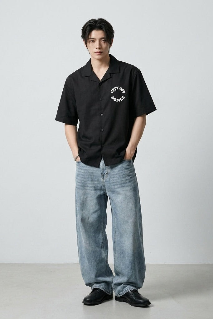 City Off Domes Dynasty Wear Black Bowling Shirt