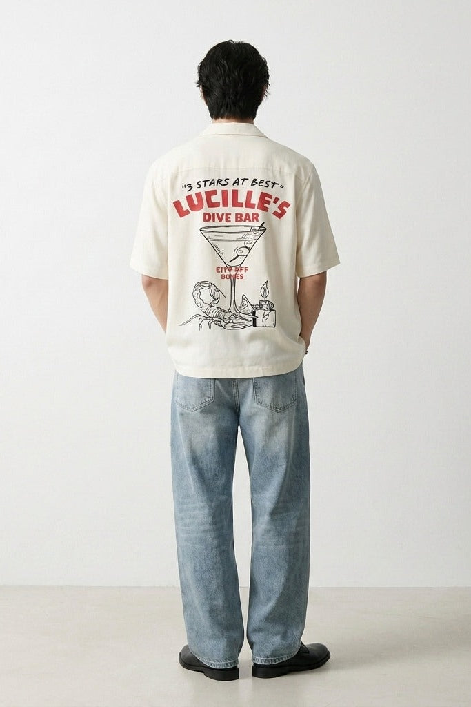 City Off Domes Silent Artwork White Bowling Shirt