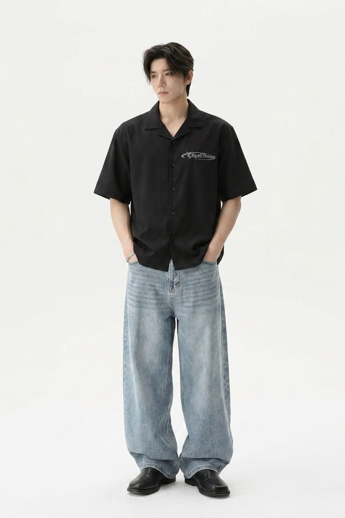 City Off Domes Subtle State Black Bowling Shirt