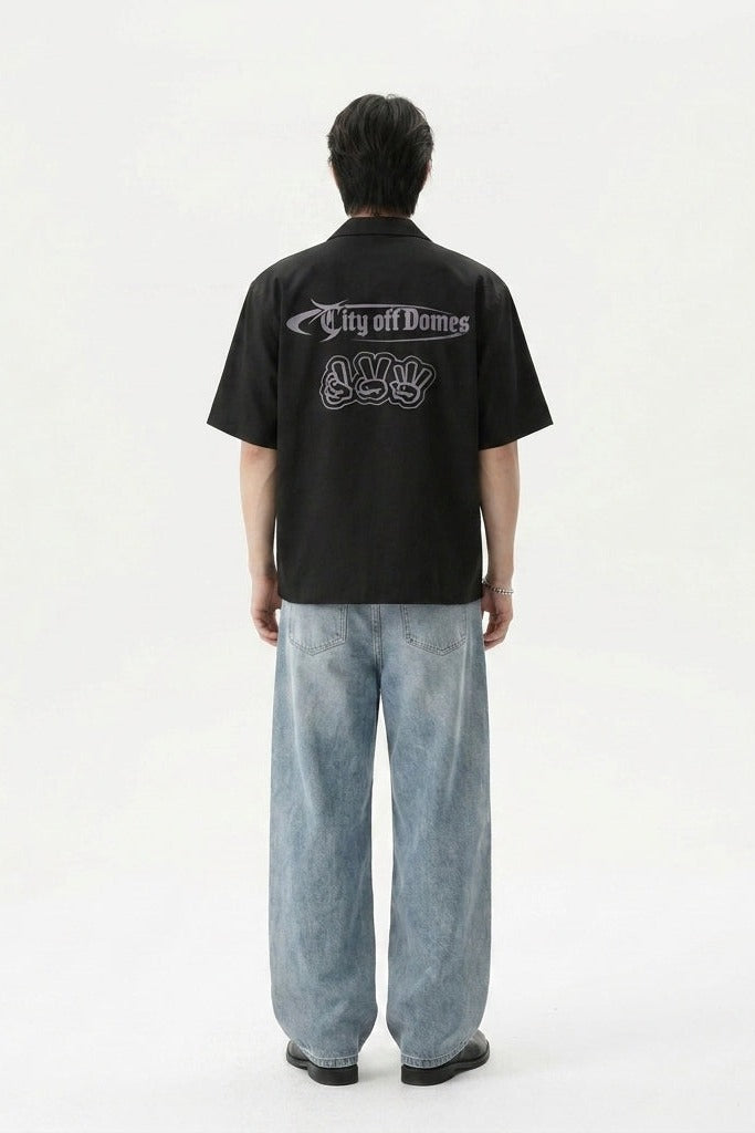 City Off Domes Subtle State Black Bowling Shirt