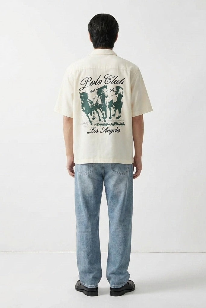City Off Domes Polo Club White Bowling Shirt