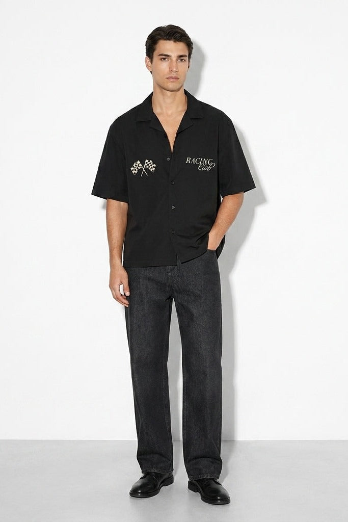 City Off Domes Sunday Racing Black Bowling Shirt