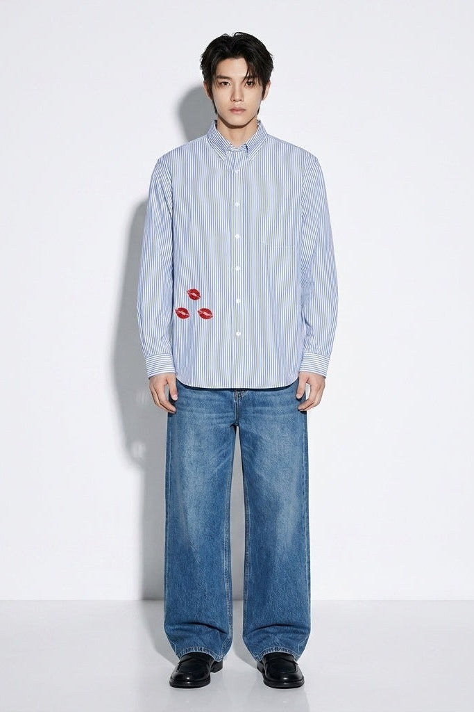 City Off Domes Love Language Blue Stripe Shirt