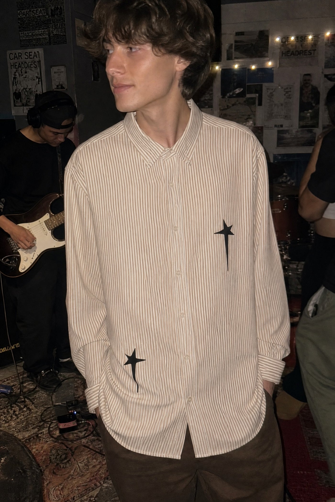 City Off Domes Midnight Signals Beige Stripe Shirt