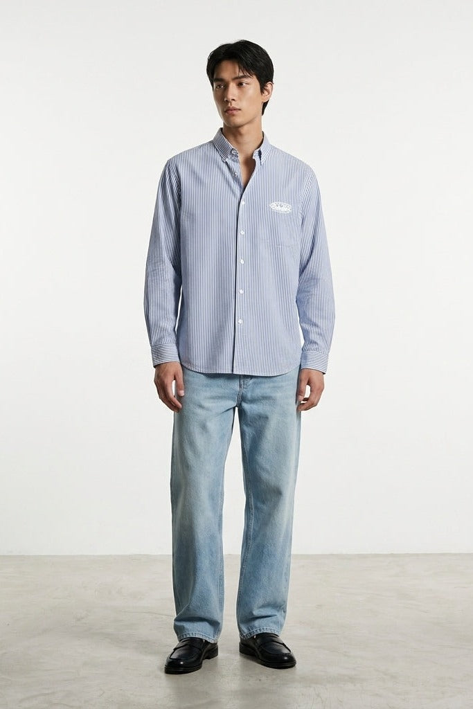 City Off Domes Work Hard Blue Stripe Shirt