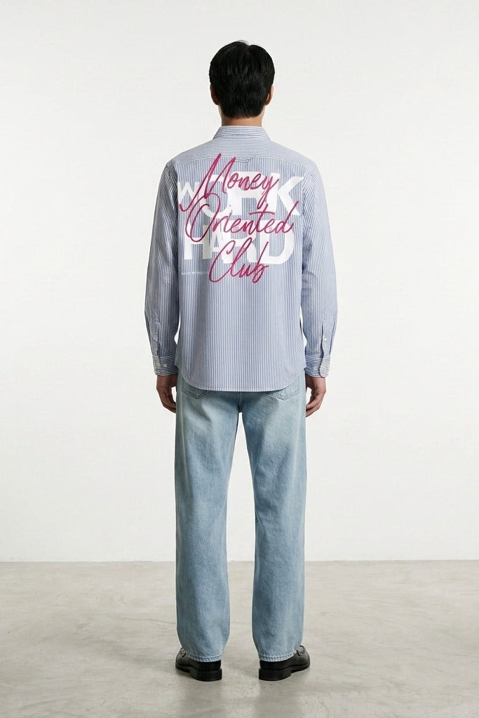 City Off Domes Work Hard Blue Stripe Shirt