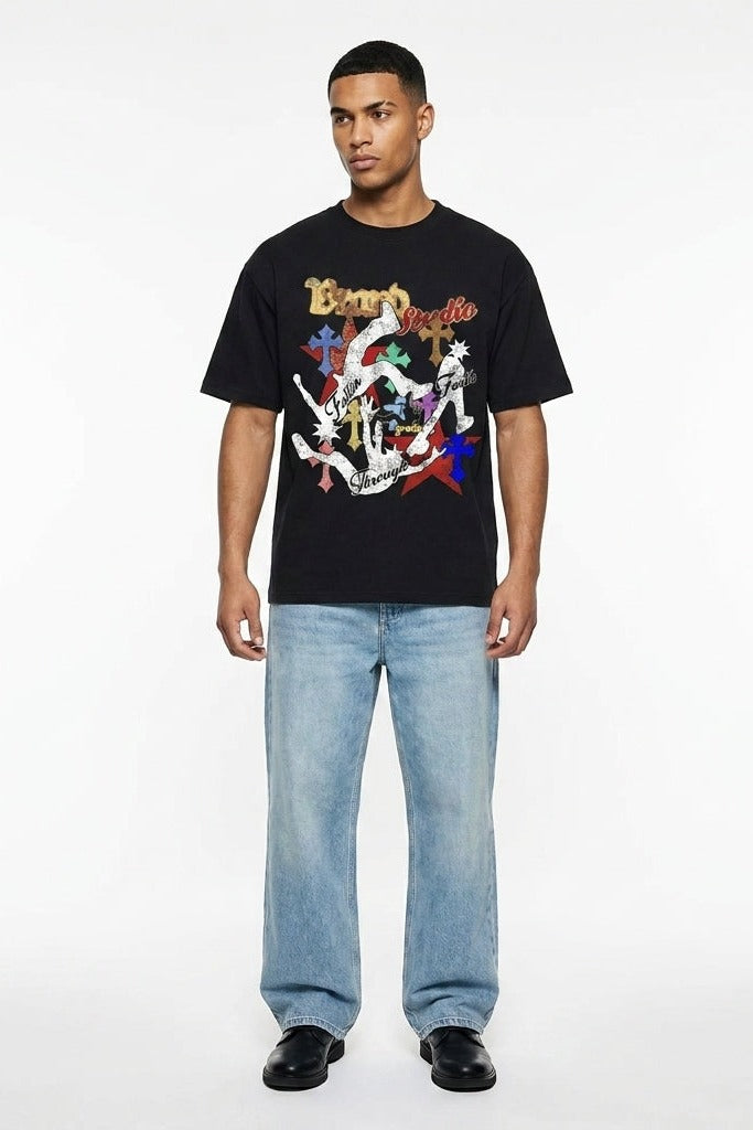 City Off Domes Urban Glitch Black T-Shirt