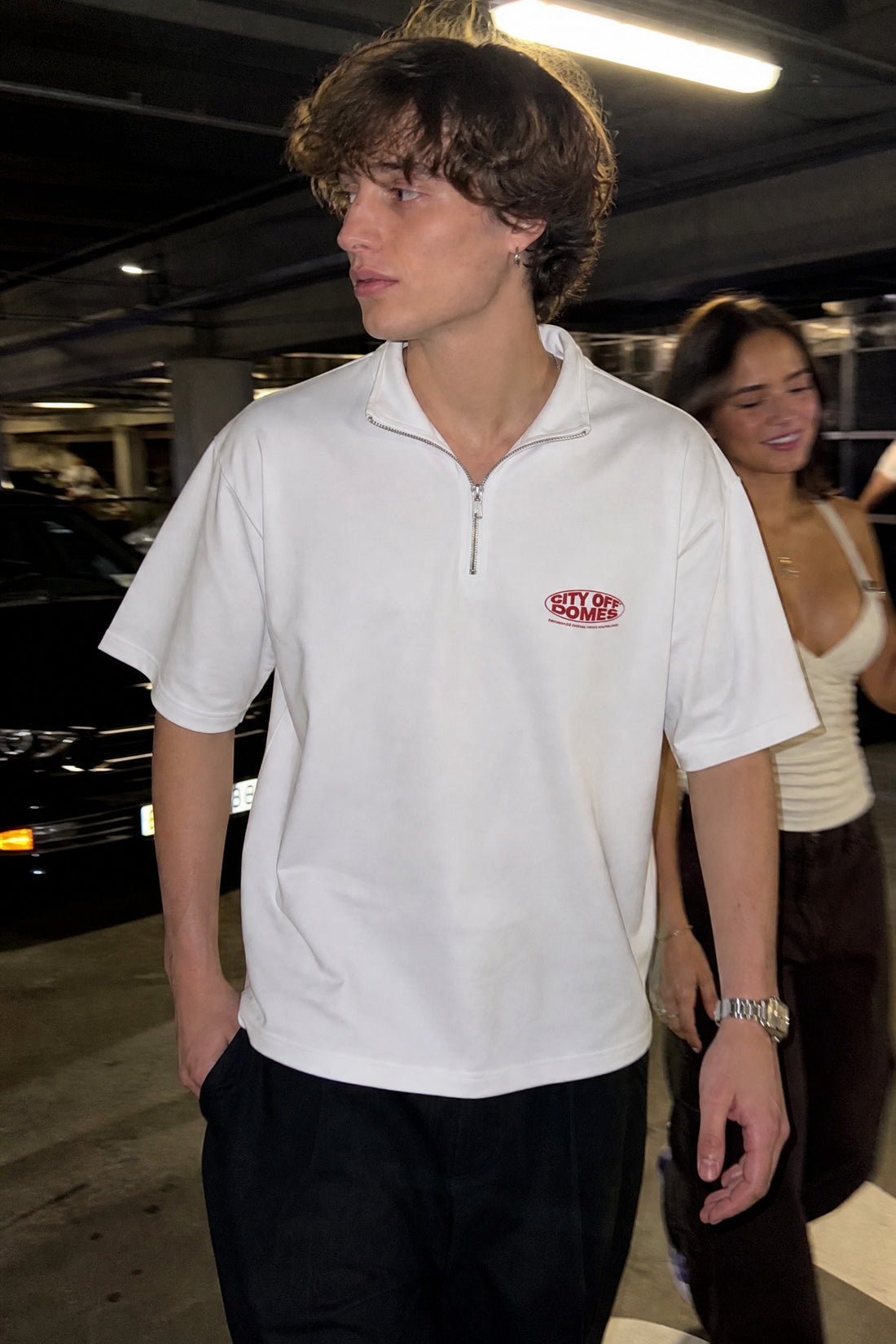 City Off Domes Anti-Pleasure Club White Quarter Zip T-Shirt