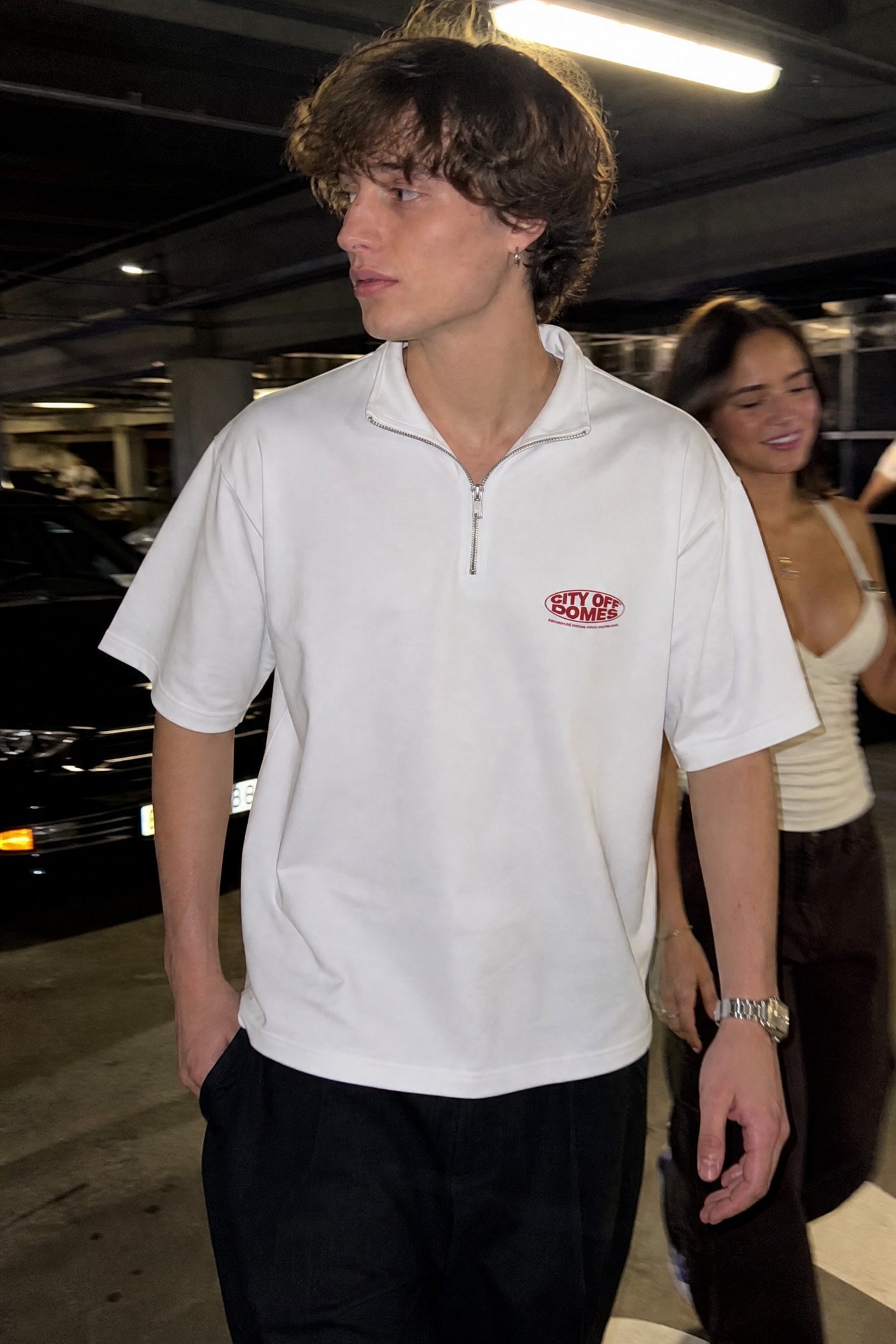 City Off Domes Anti-Pleasure Club White Quarter Zip T-Shirt