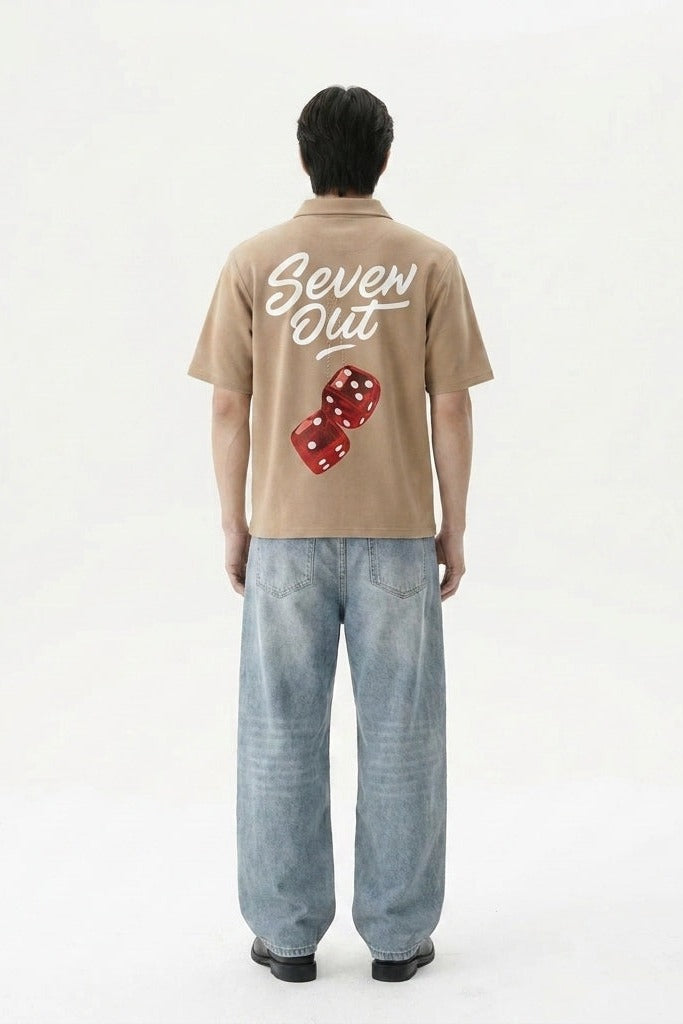 City Off Domes Dice & Drama Polo Beige Quarter Zip T-Shirt