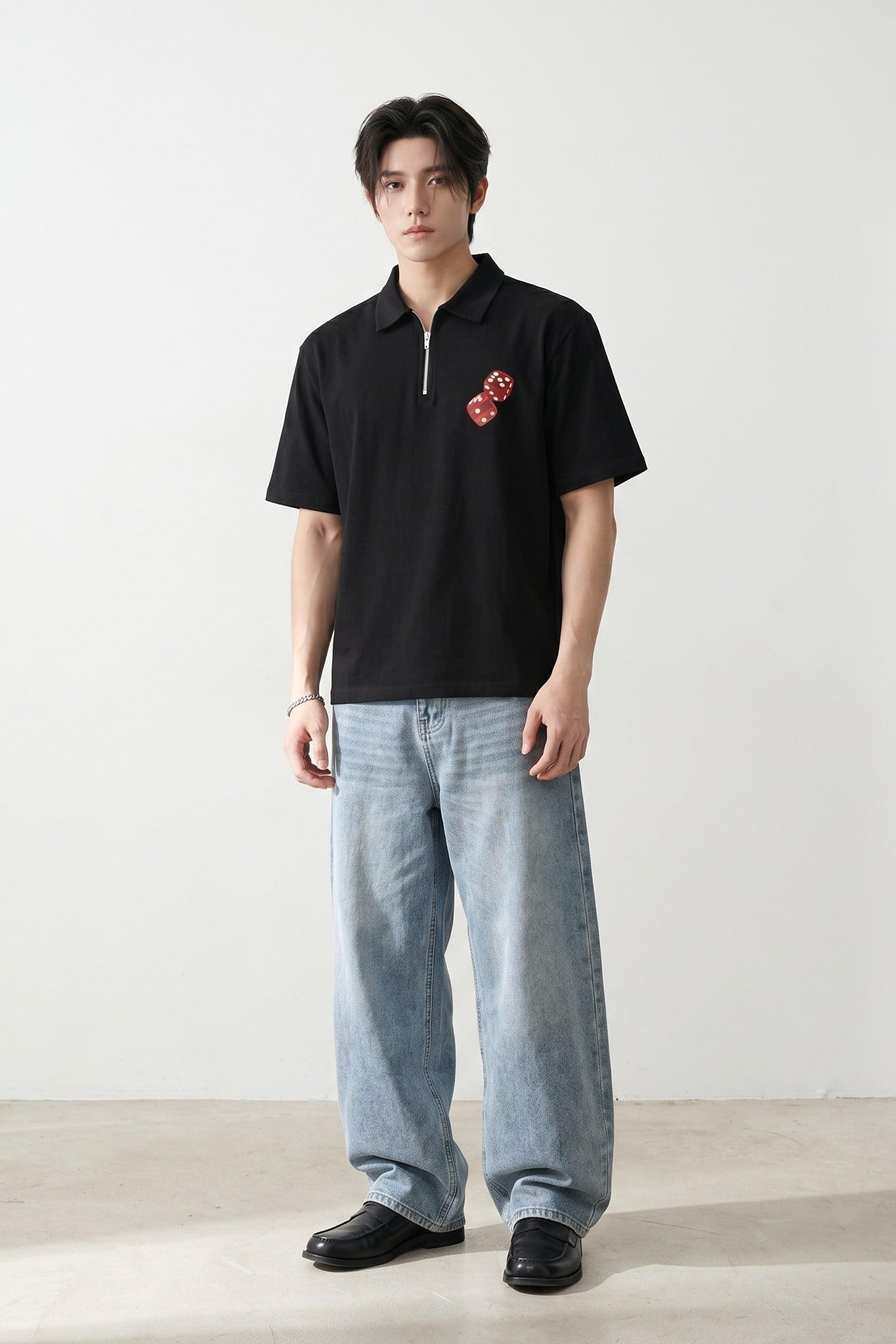 City Off Domes Dice & Drama Polo Black Quarter Zip T-Shirt