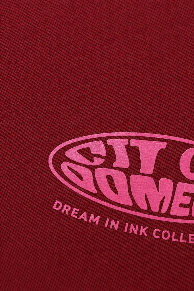 City Off Domes Dream in Ink Maroon Polo Quarter Zip T-Shirt