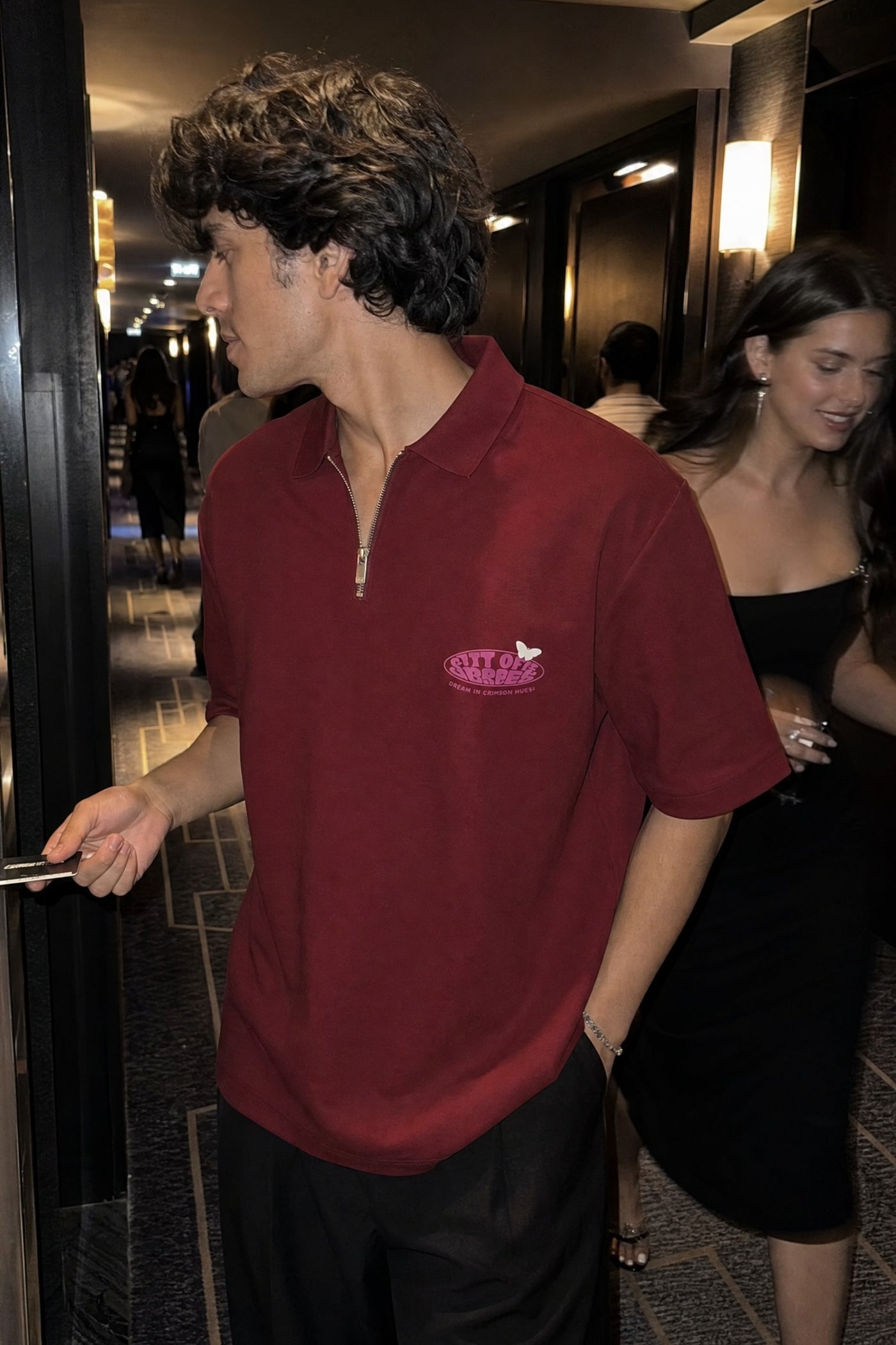 City Off Domes Dream in Ink Maroon Polo Quarter Zip T-Shirt