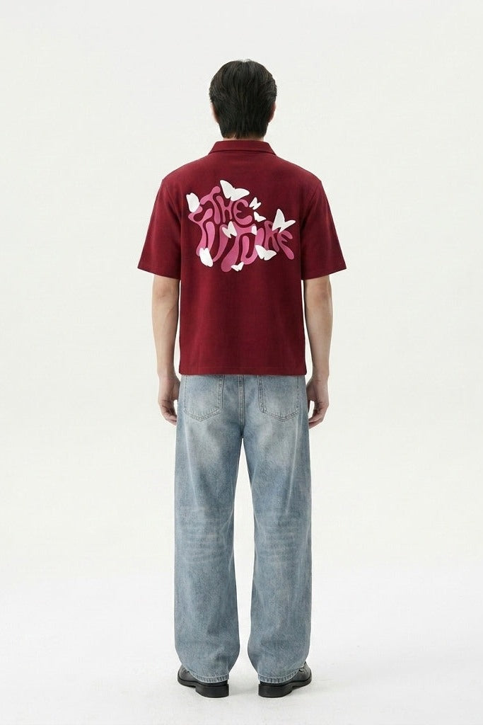 City Off Domes Dream in Ink Maroon Polo Quarter Zip T-Shirt