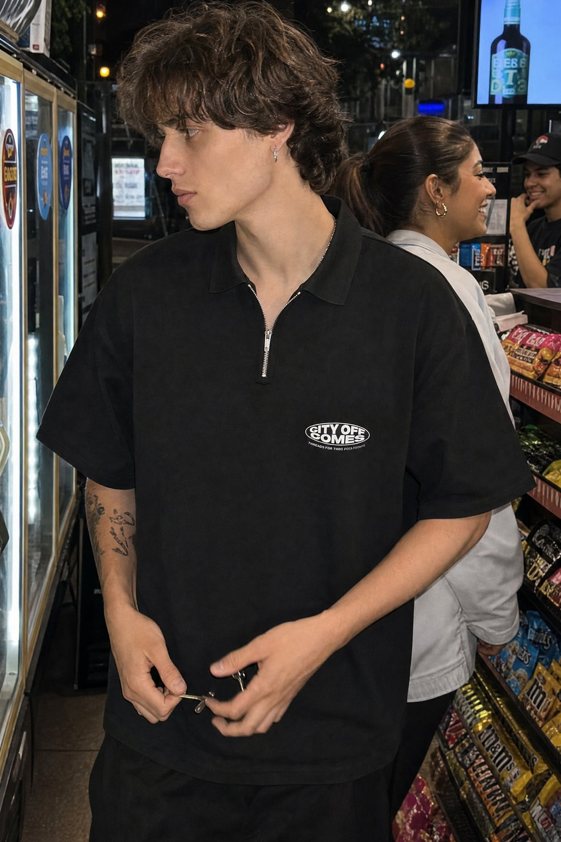 City Off Domes Sweet Chaos Graphics Black Quarter Zip T-Shirt