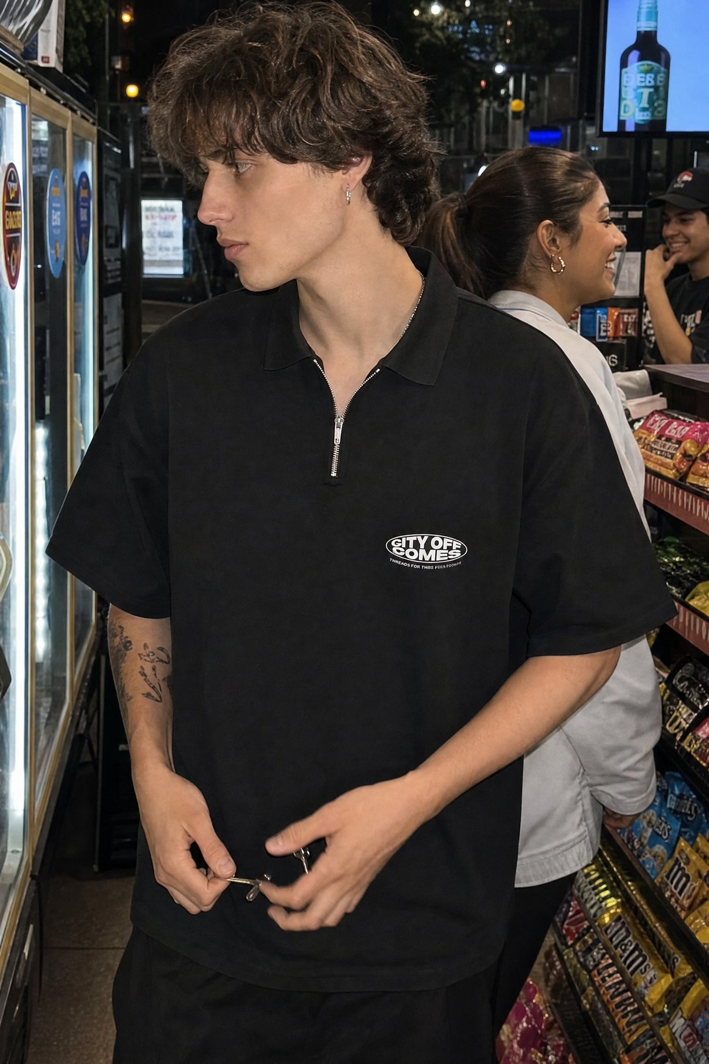 City Off Domes Sweet Chaos Graphics Black Quarter Zip T-Shirt