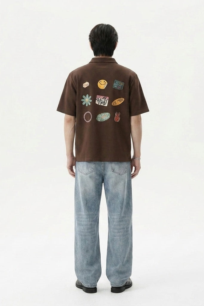 City Off Domes Sweet Chaos Graphics Brown Quarter Zip T-Shirt