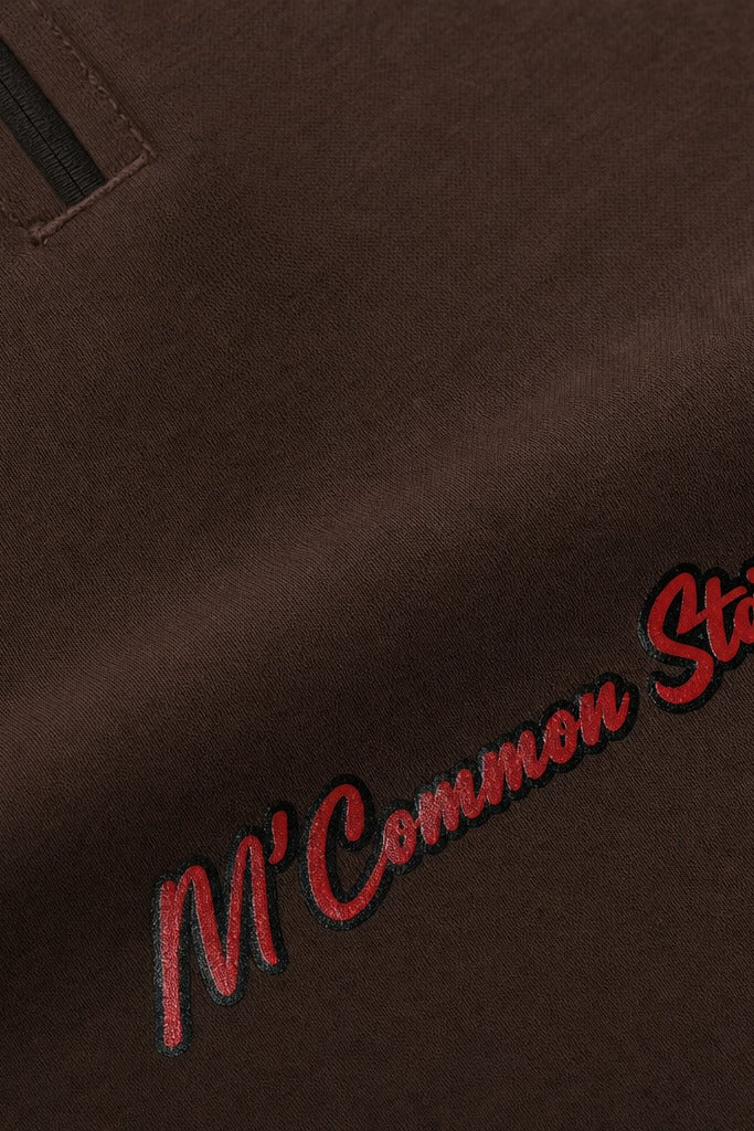 City Off Domes Zero Apologies Brown Polo Quarter Zip T-Shirt