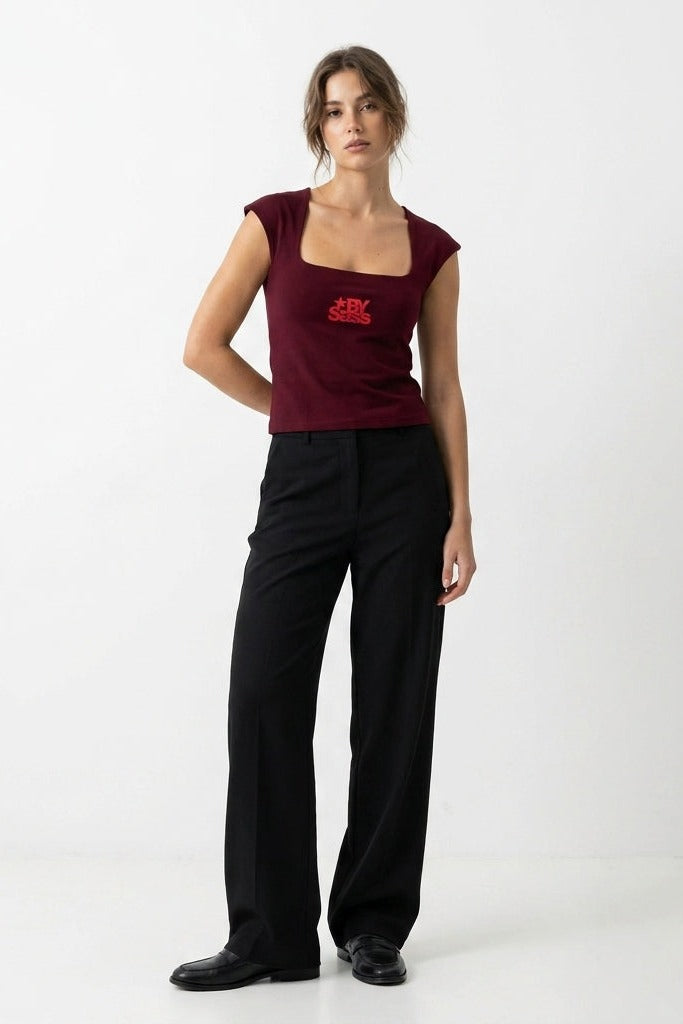 City Off Domes By Sass Maroon Tank Top