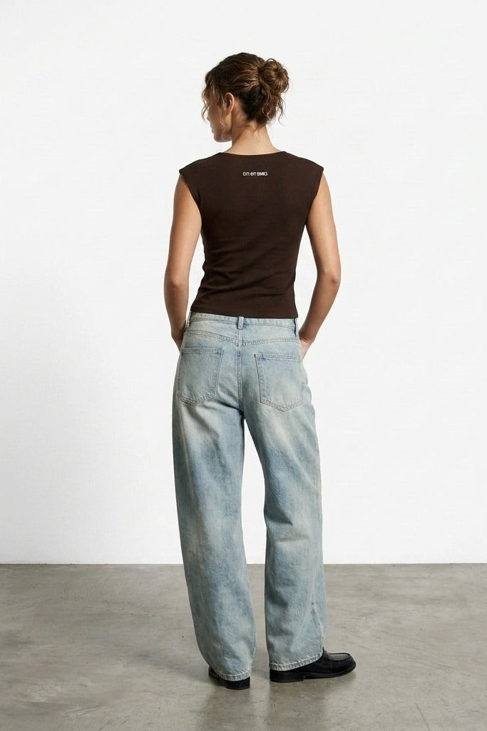 City Off Domes Particle Storm Brown Tank Top