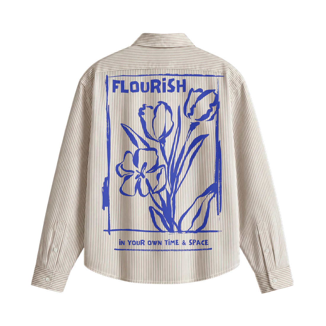 City Off Domes  Blue Bloom Beige Stripe Shirts