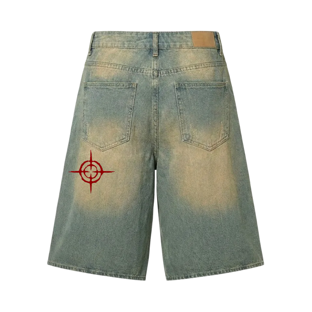 City Off Domes Red Signal Jorts dirty wash
