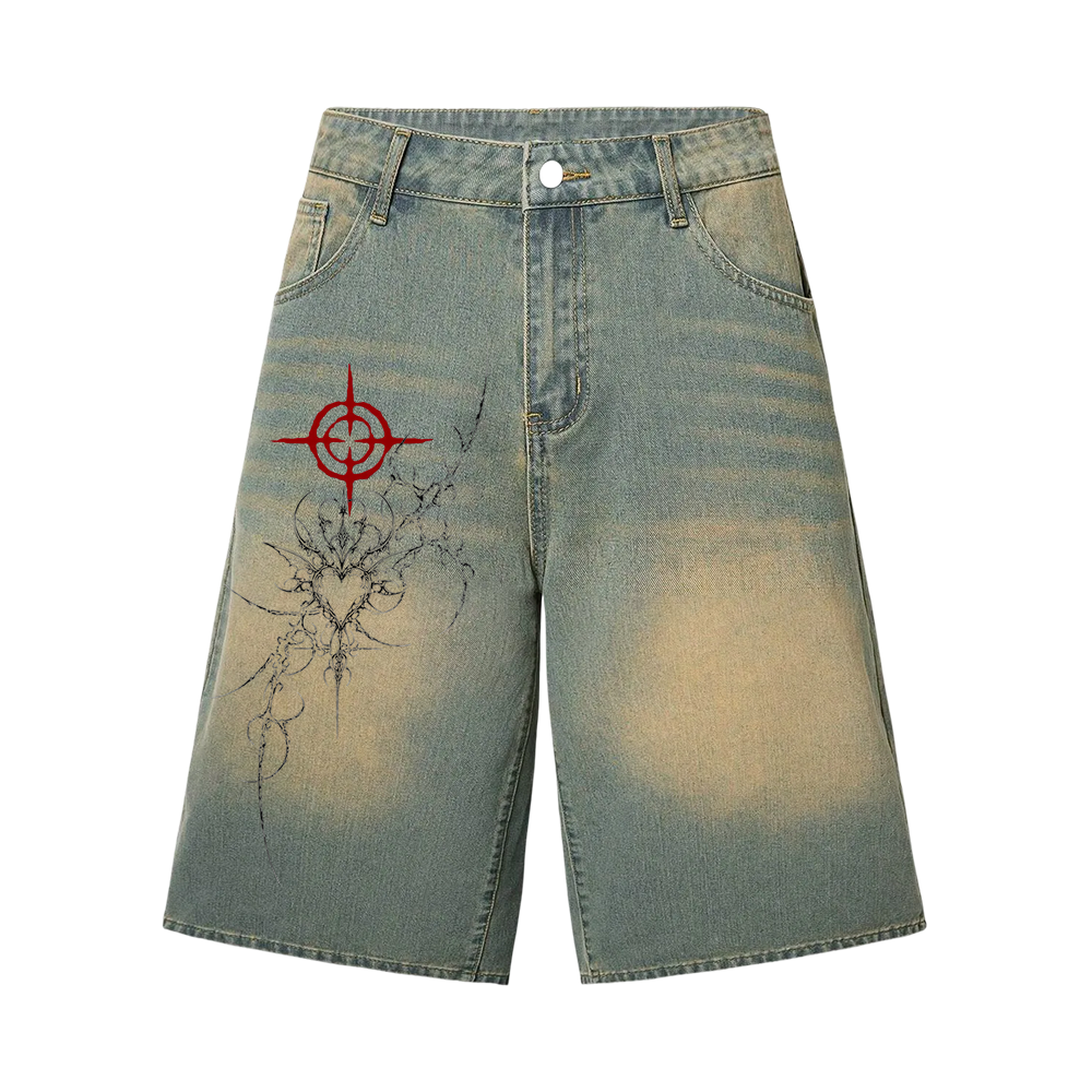 City Off Domes Red Signal Jorts dirty wash
