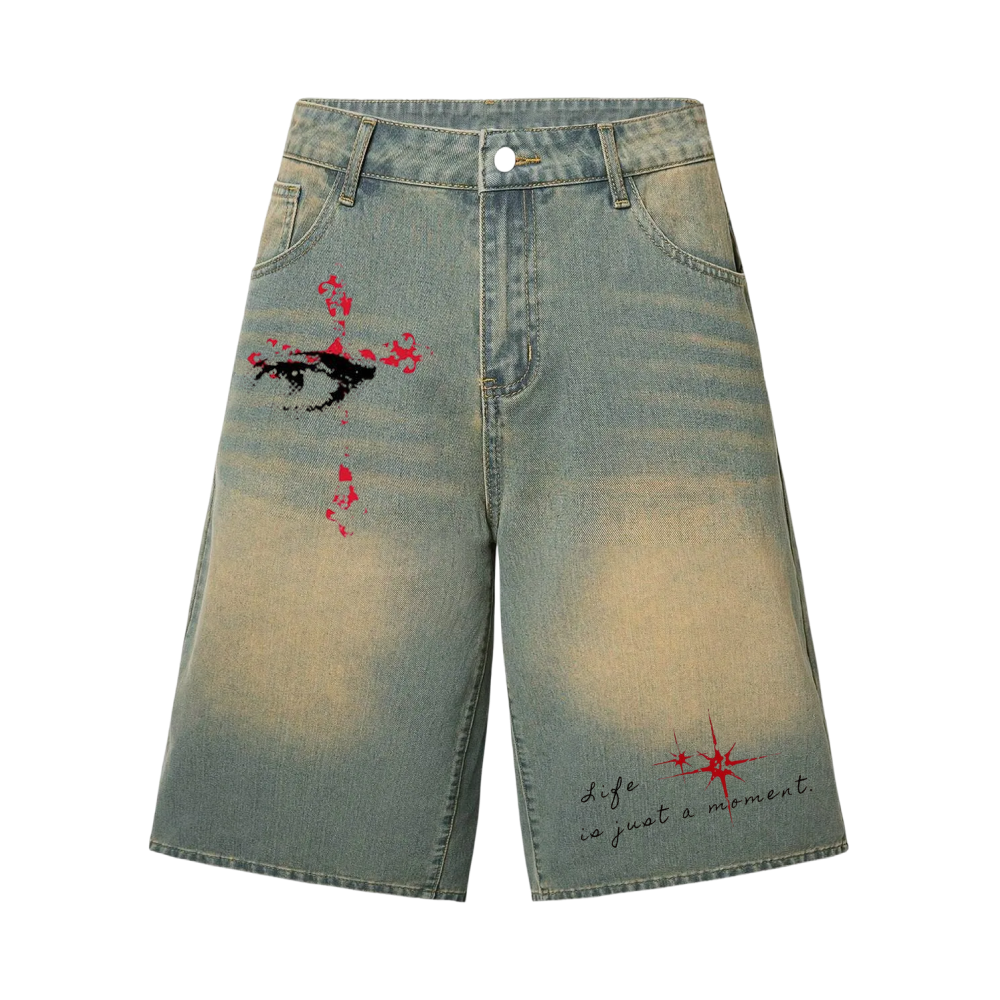 City Off Domes Scarlet Point Jorts dirty wash