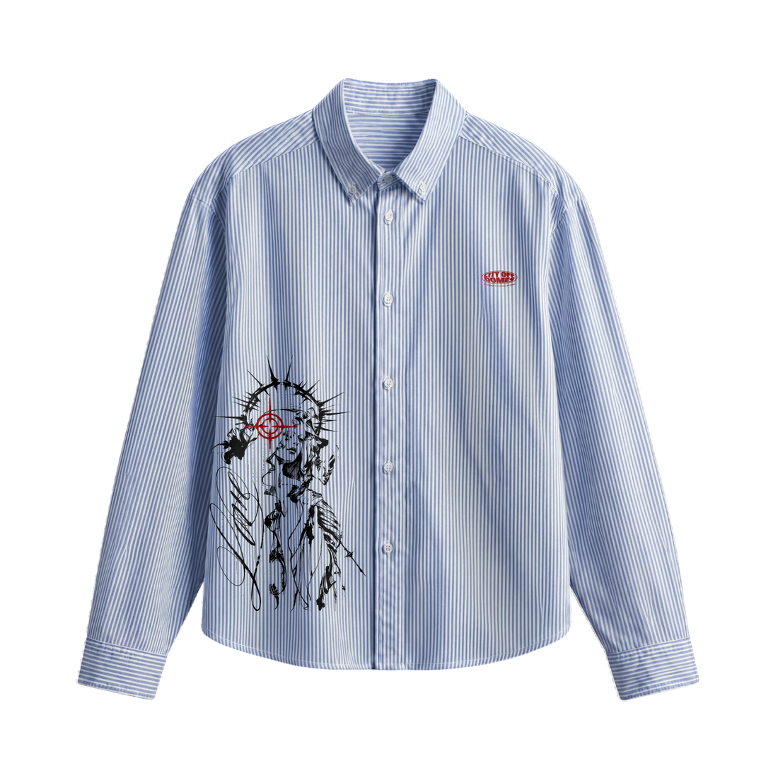 City Off Domes Skyline Society Blue Stripe Shirt