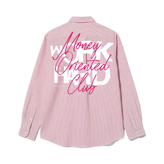 City Off Domes Work Hard Pink Stripe Shirt