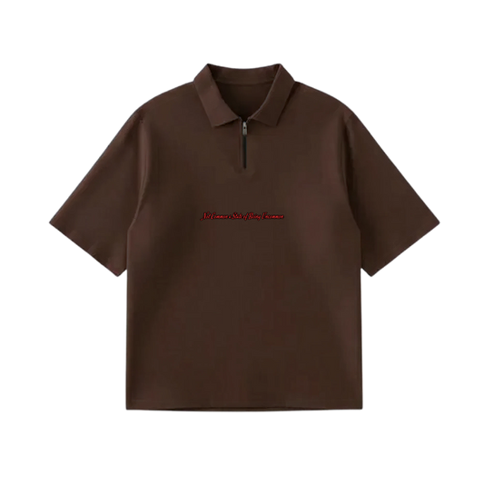 City Off Domes Zero Apologies  Brown Polo Quater Zip T-Shirt