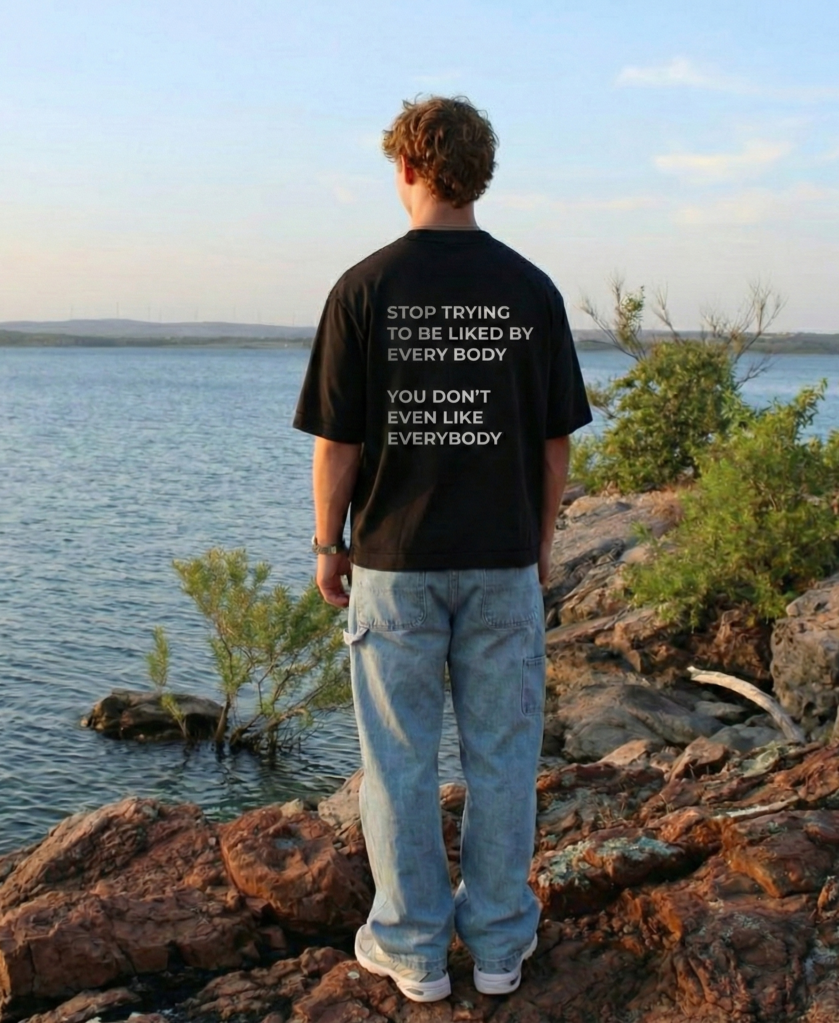 City Off Domes Fearless Print  Black T-shirt