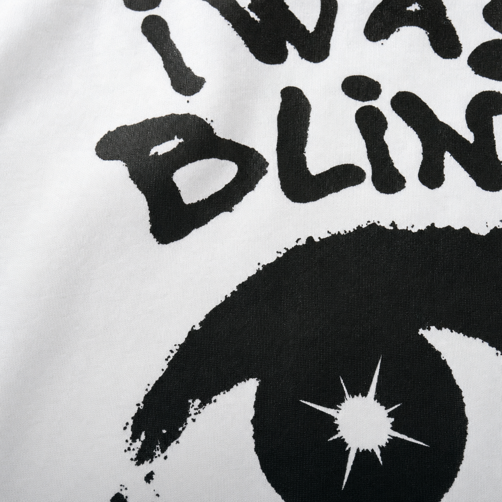Close-up fabric detail - City Off Domes Black Eyes White T-shirt