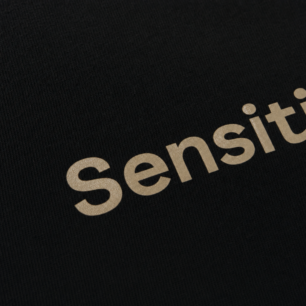 Close-up fabric detail - City Off Domes Senstive Content Black T-shirt