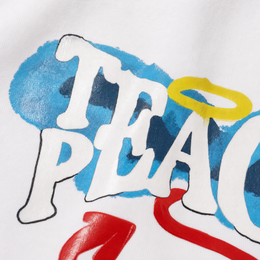 Close-up fabric detail - City Off Domes Peace White T-shirt