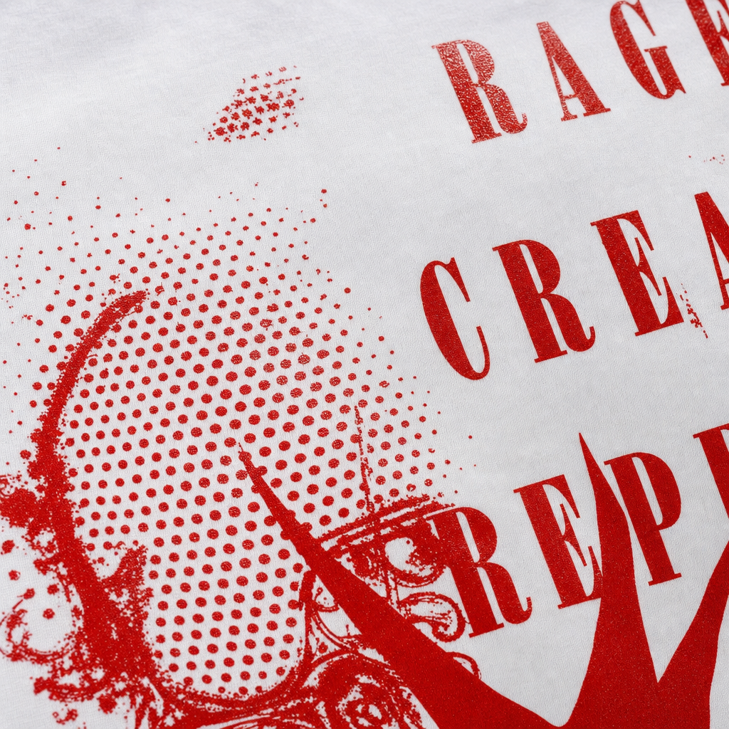 Close-up fabric detail - City Off Domes Rage Create White T-shirt
