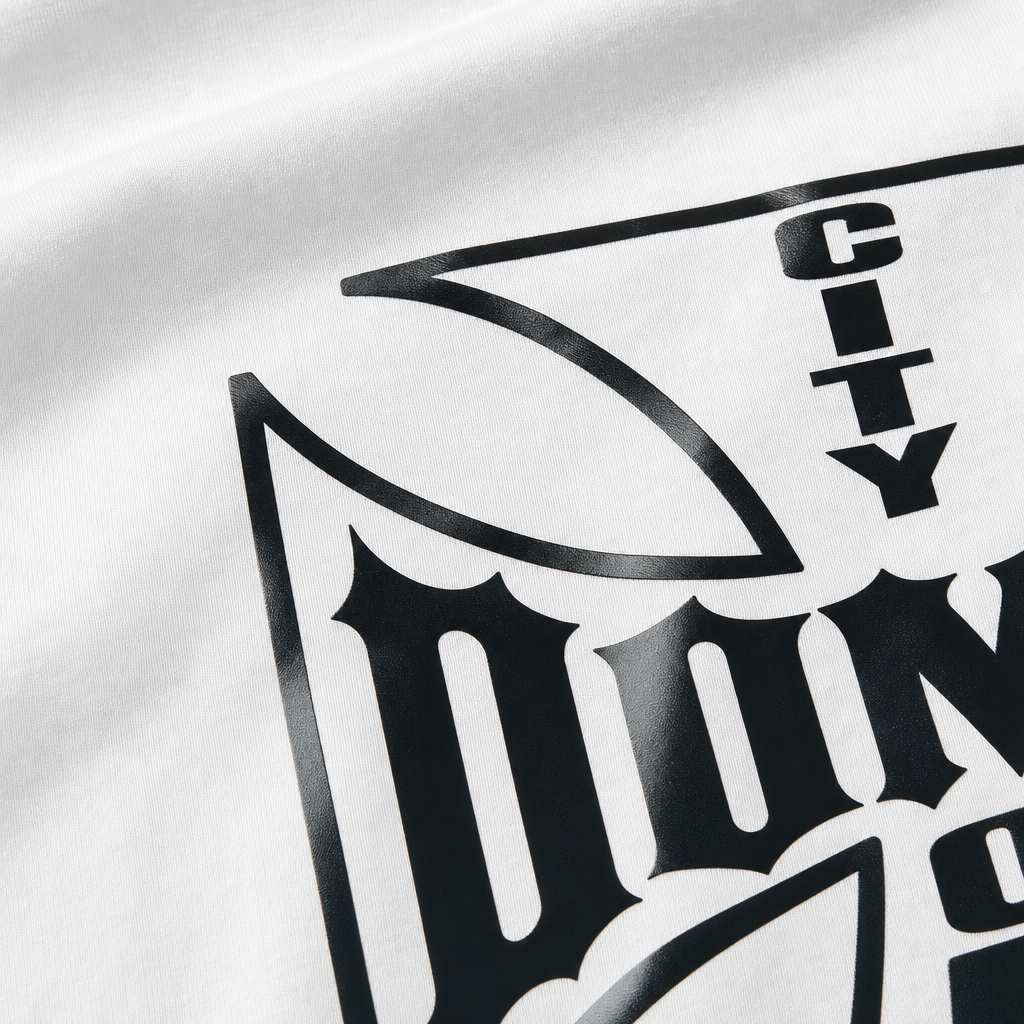 Close-up fabric detail - City Off Domes Not Common White T-shirt