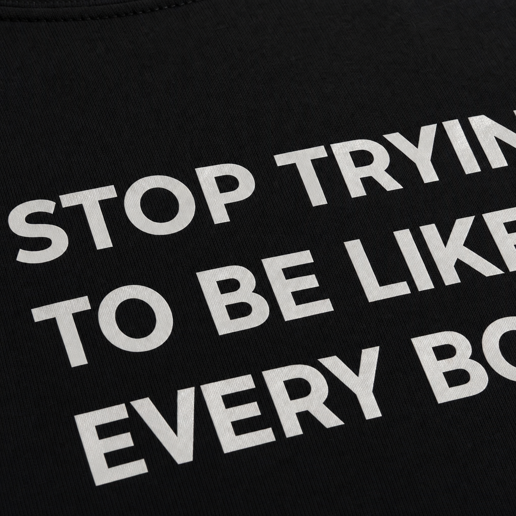 Close-up fabric detail - City Off Domes Fearless Print  Black T-shirt