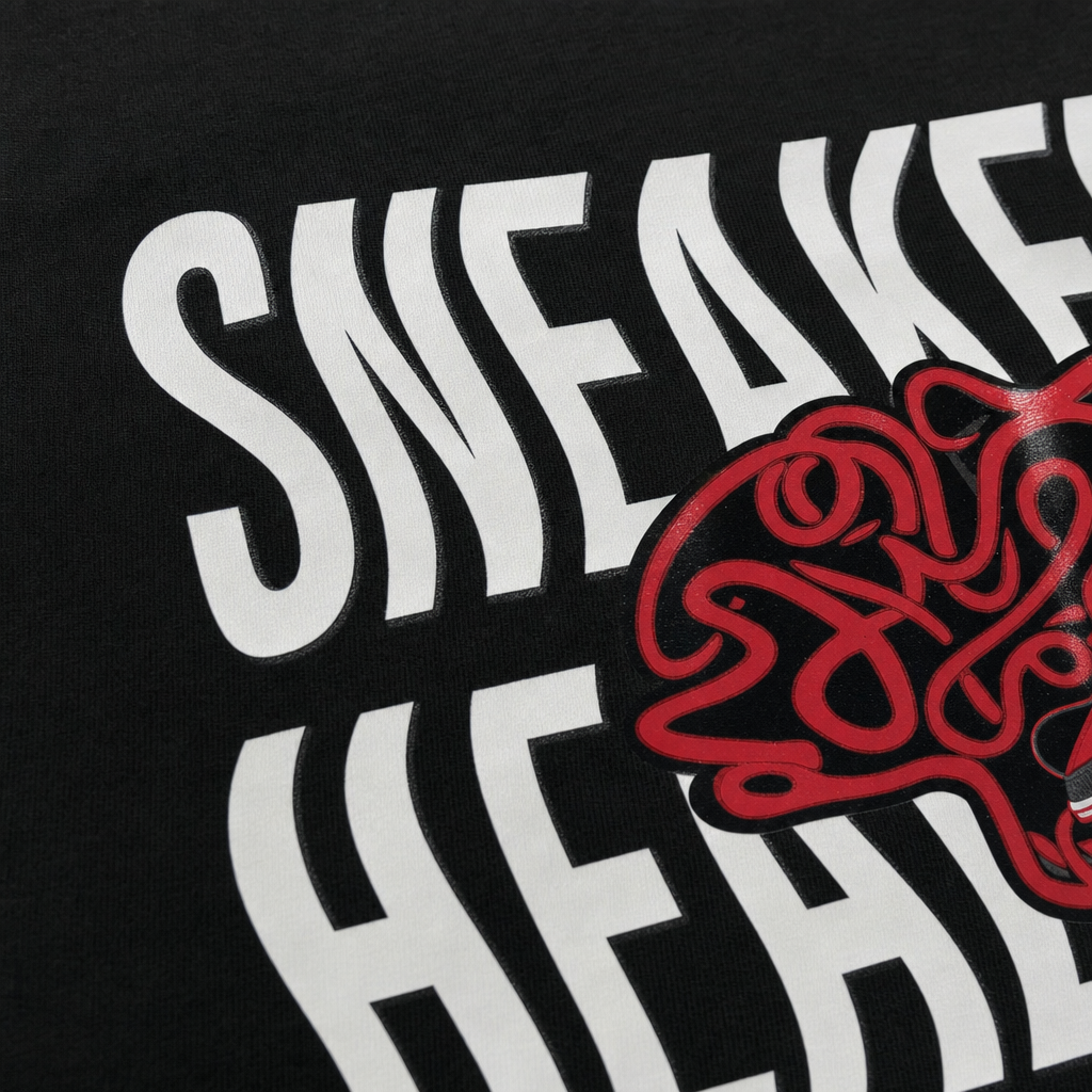 Close-up fabric detail - City Off Domes Hustle Brain Black T-shirt