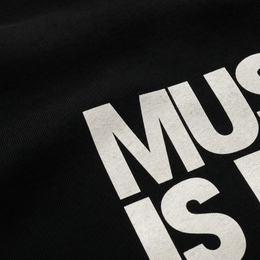 Close-up fabric detail - City Off Domes Rhythm Over Everything Black T-shirt
