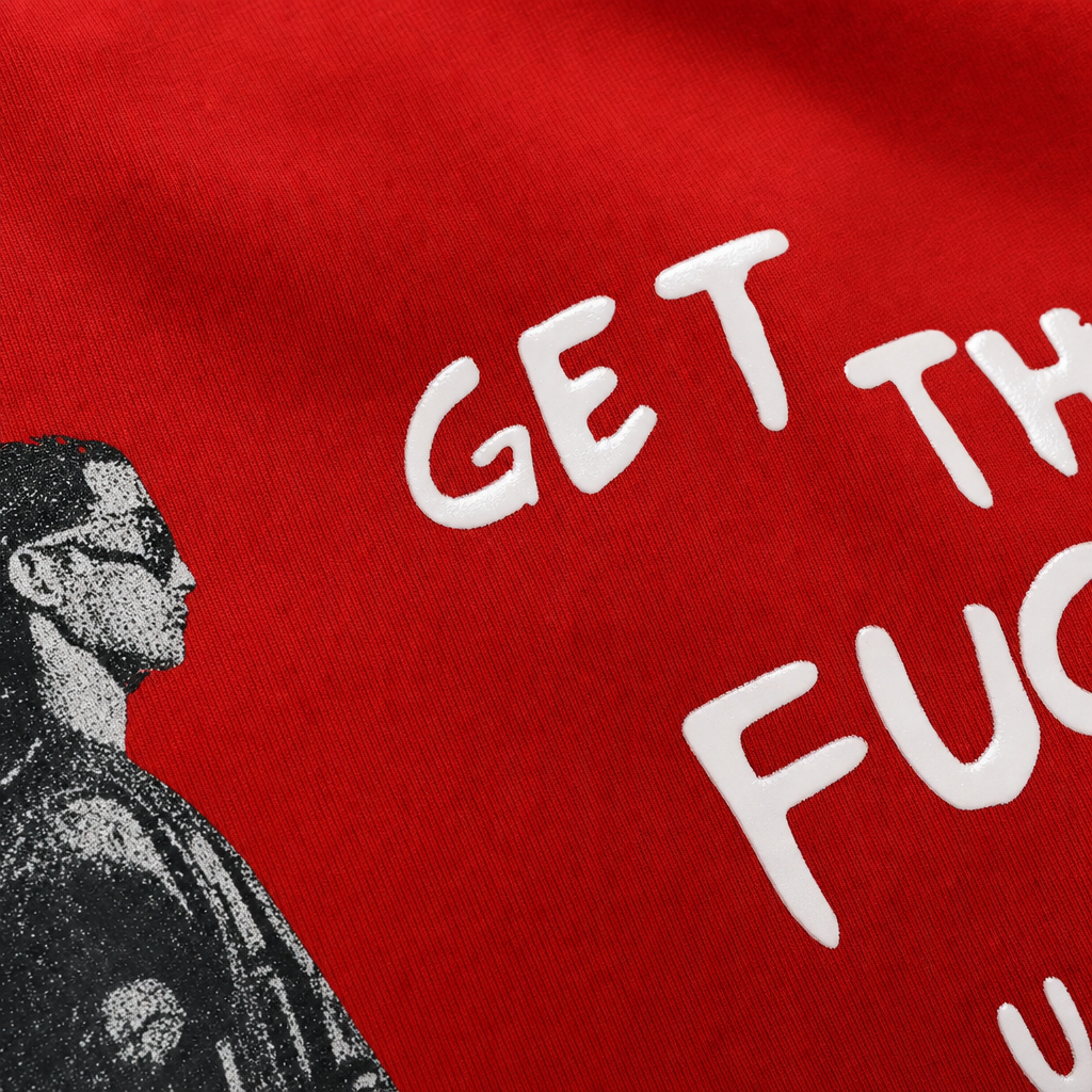 Close-up fabric detail - City Off Domes Rise Mode  Red T-shirt