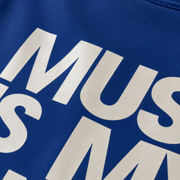 Close-up fabric detail - City Off Domes Rhythm Over Everything Blue T-shirt
