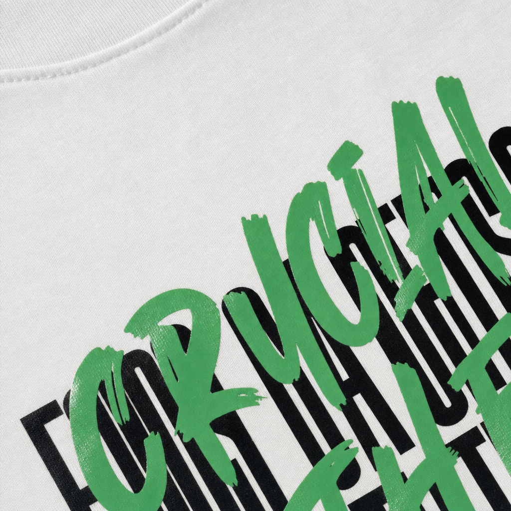Close-up fabric detail - City Off Domes System Error White T-shirt