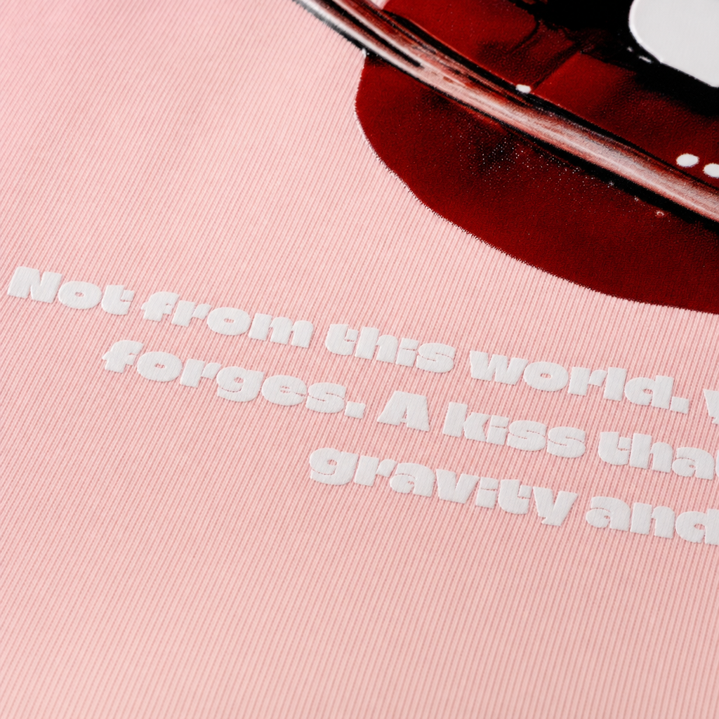 Close-up fabric detail - City Off Domes Red Alert Pink T-shirt